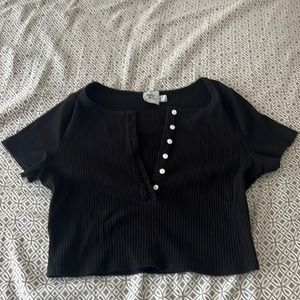 Princess Polly Basic Black Ribbed Crop Top